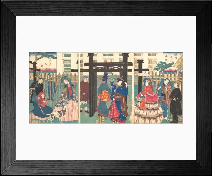 Framed Print : Foreign Business Establishment in Yokohama, 1861. Creator: Sadahide Utagawa Framed Print : Foreign Business Establishment in Yokohama, 1861. Creator: Sadahide Utagawa