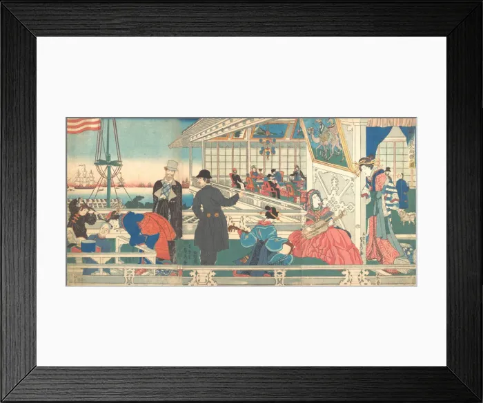 Framed Print : Home of Foreign Merchants in Yokohama, 9th month, 1861. Creator: Sadahide Utagawa Framed Print : Home of Foreign Merchants in Yokohama, 9th month, 1861. Creator: Sadahide Utagawa