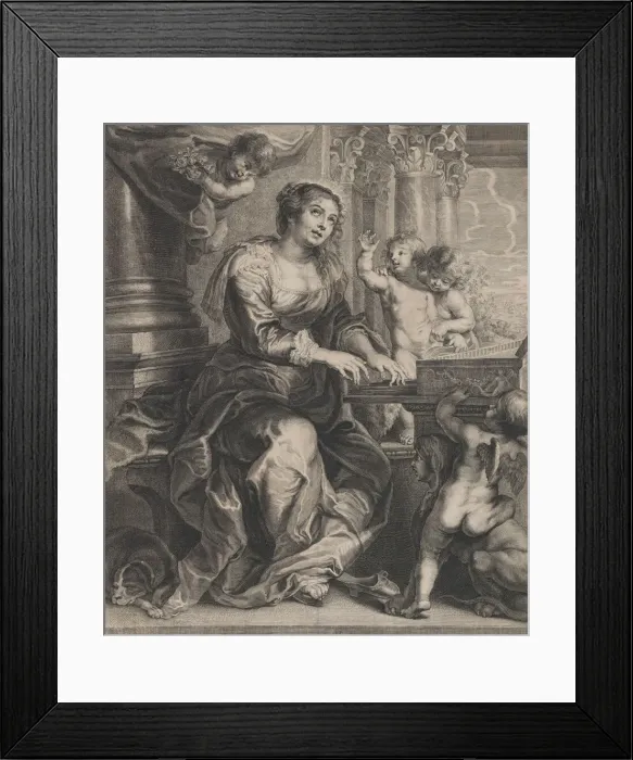 Framed Print : Saint Cecilia playing the organ surrounded by putti, ca. 1640-59 Framed Print : Saint Cecilia playing the organ surrounded by putti, ca. 1640-59