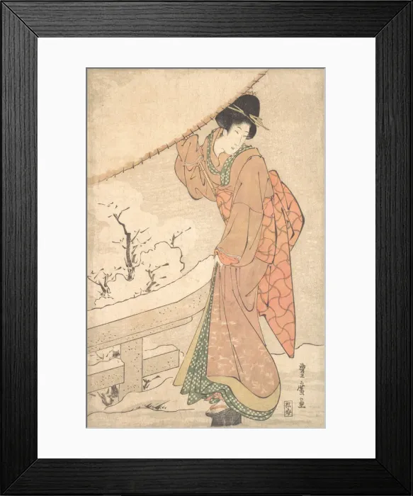 Framed Print : A Young Woman in a Snow Storm Carrying a Heavily Snow-Laden Umbrella, ca. 1802 Framed Print : A Young Woman in a Snow Storm Carrying a Heavily Snow-Laden Umbrella, ca. 1802