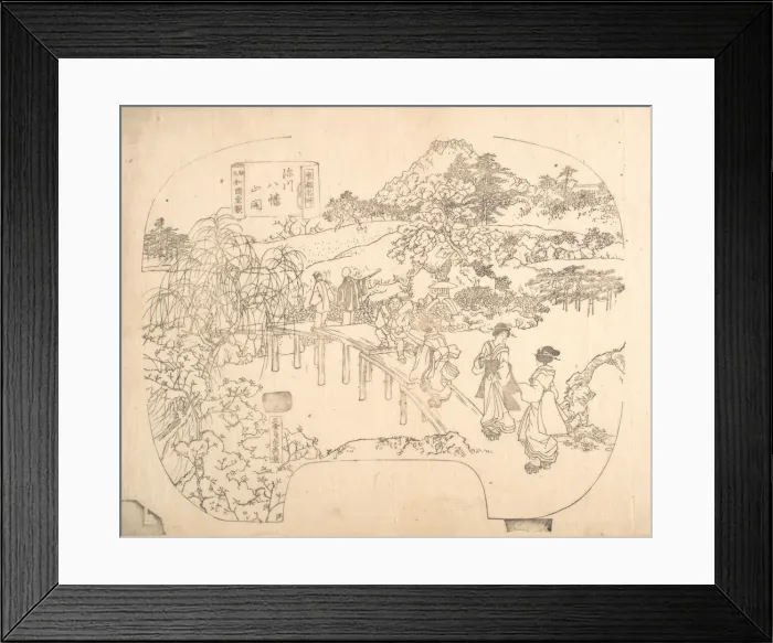 Framed Print : Proof Line-Block Print for Fan, 19th century. Creator: Sadahide Utagawa Framed Print : Proof Line-Block Print for Fan, 19th century. Creator: Sadahide Utagawa