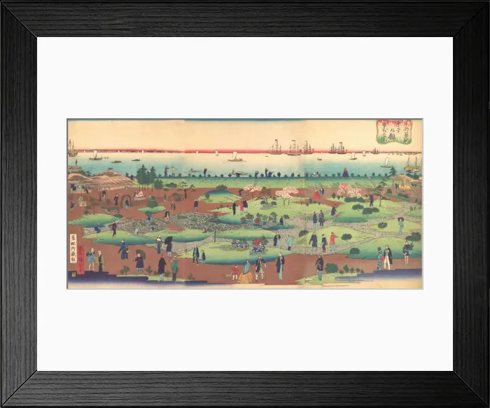 Framed Print : Illustration of the Front Garden of the Tsukiji Hotel in the Eastern Capital (Toto... ca. 1868-72. Creator: Utagawa Hiroshige III) Framed Print : Illustration of the Front Garden of the Tsukiji Hotel in the Eastern Capital (Toto... ca. 1868-72. Creator: Utagawa Hiroshige III)