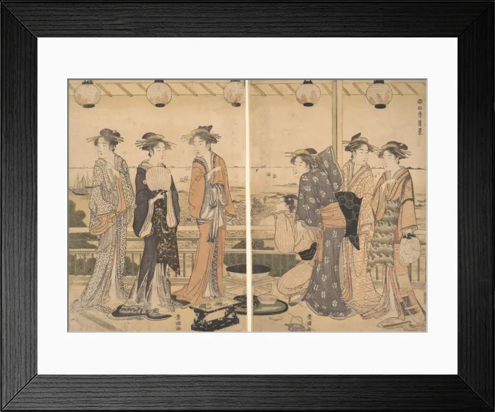 Framed Print : The Four Seasons in Southern Edo: A Summer Scene (Minami shiki; Natsu [no] kei)