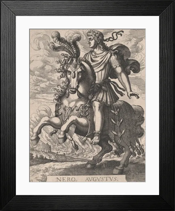 Framed Print : Plate 6: Emperor Nero on Horseback, from The First Twelve Roman Caesars, after Tempes