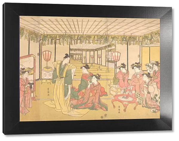 New Years Celebration in a Large Mansion, ca. 1791. Creator: Utagawa Toyokuni I