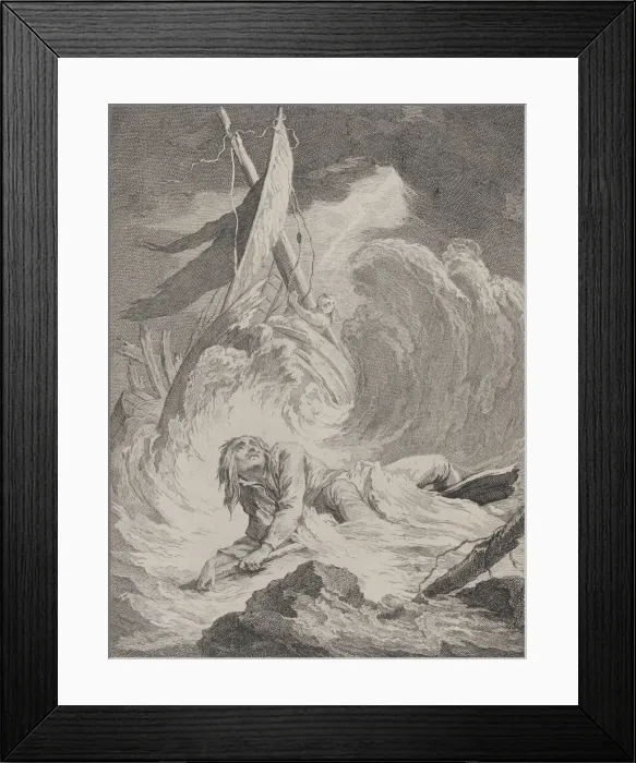 Framed Print : Lazarille ason retour des Indes fait n aufrage... ca. 1717-60 Framed Print : Lazarille ason retour des Indes fait n aufrage... ca. 1717-60