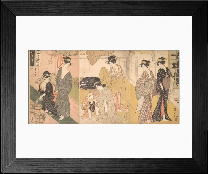 Framed Print : Women and an Infant Boy in a Public Bath House, ca. 1799. Creator: Utagawa Toyokuni I Framed Print : Women and an Infant Boy in a Public Bath House, ca. 1799. Creator: Utagawa Toyokuni I