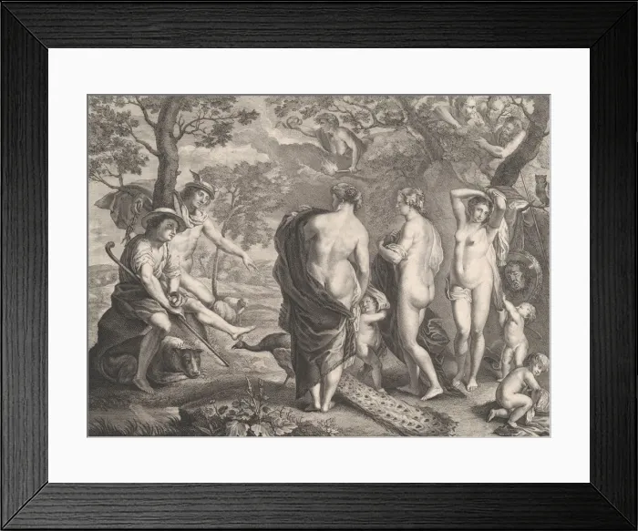 Framed Print : The Judgment of Paris, 1750. Creators: Pierre Etienne Moitte, Pierre Francois Tardieu Framed Print : The Judgment of Paris, 1750. Creators: Pierre Etienne Moitte, Pierre Francois Tardieu