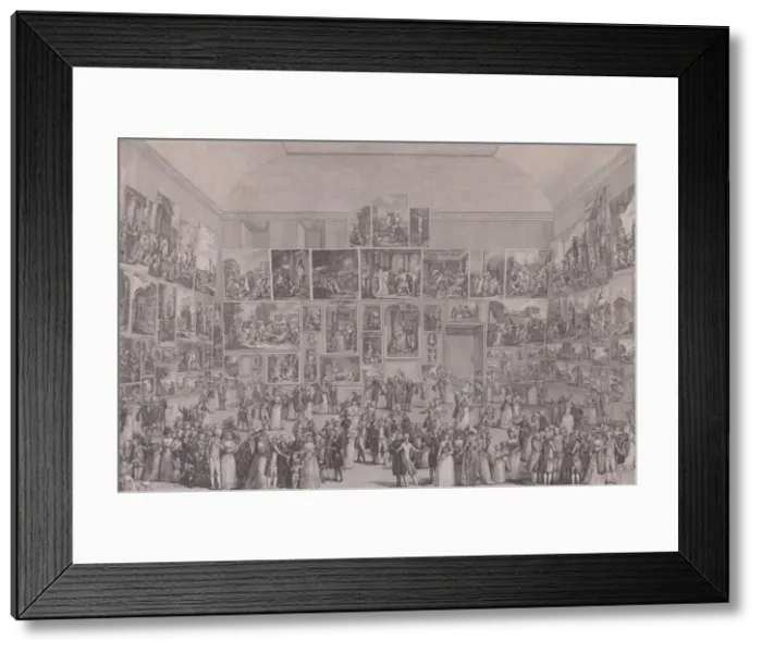 Framed Print : Exposition au Salon du Louvre en 1787. Creator: Pietro Antonio Martini Framed Print : Exposition au Salon du Louvre en 1787. Creator: Pietro Antonio Martini