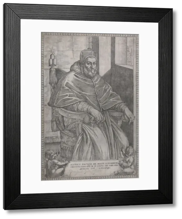 Framed Print : Portrait of Pope Sixtus V, 1585. Creator: Pietro Facchetti Framed Print : Portrait of Pope Sixtus V, 1585. Creator: Pietro Facchetti