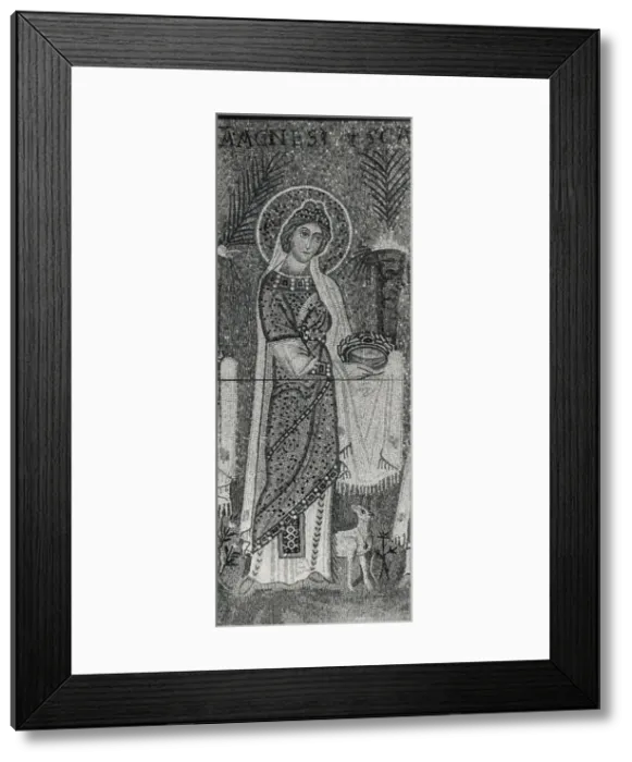 Framed Print : Saint Agnes, Byzantine, early 20th century (original dated 6th century). Creator: Unknown Framed Print : Saint Agnes, Byzantine, early 20th century (original dated 6th century). Creator: Unknown