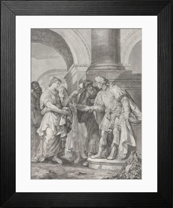 Framed Print : Daniel argues with the elders while Susanna stands at left, 1732-50 Framed Print : Daniel argues with the elders while Susanna stands at left, 1732-50