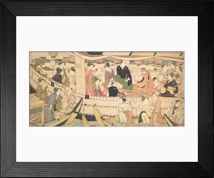 Framed Print : Pleasure Boat on the Sumida River, ca. 1788-90. Creator: Torii Kiyonaga Framed Print : Pleasure Boat on the Sumida River, ca. 1788-90. Creator: Torii Kiyonaga