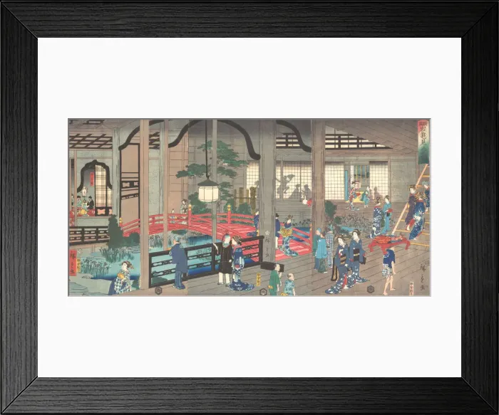 Framed Print : The Interior of the Gankiro Tea House in Yokohama, 1861 (April). Creator: Suzuki Hiroshige Framed Print : The Interior of the Gankiro Tea House in Yokohama, 1861 (April). Creator: Suzuki Hiroshige
