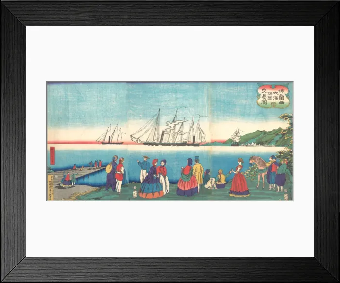 Framed Print : Illustration of a Large French Port Trading with Many Nations (Furansukoku oomi Framed Print : Illustration of a Large French Port Trading with Many Nations (Furansukoku oomi