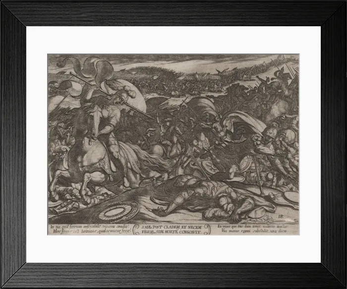 Framed Print : Plate 18: Sauls Suicide after His Defeat by the Philistines, from The Battl... ca Framed Print : Plate 18: Sauls Suicide after His Defeat by the Philistines, from The Battl... ca