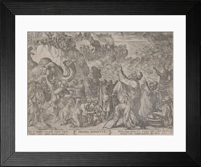Framed Print : Plate 8: The Egyptians Drowning in the Red Sea, from The Battles of the Old... ca Framed Print : Plate 8: The Egyptians Drowning in the Red Sea, from The Battles of the Old... ca