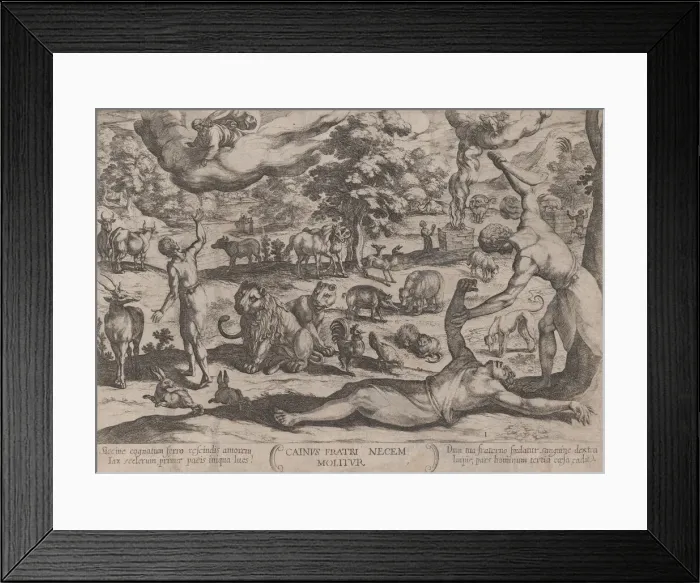 Framed Print : Plate 1: Cain Killing Abel, from The Battles of the Old Testament, ca. 1590... ca Framed Print : Plate 1: Cain Killing Abel, from The Battles of the Old Testament, ca. 1590... ca