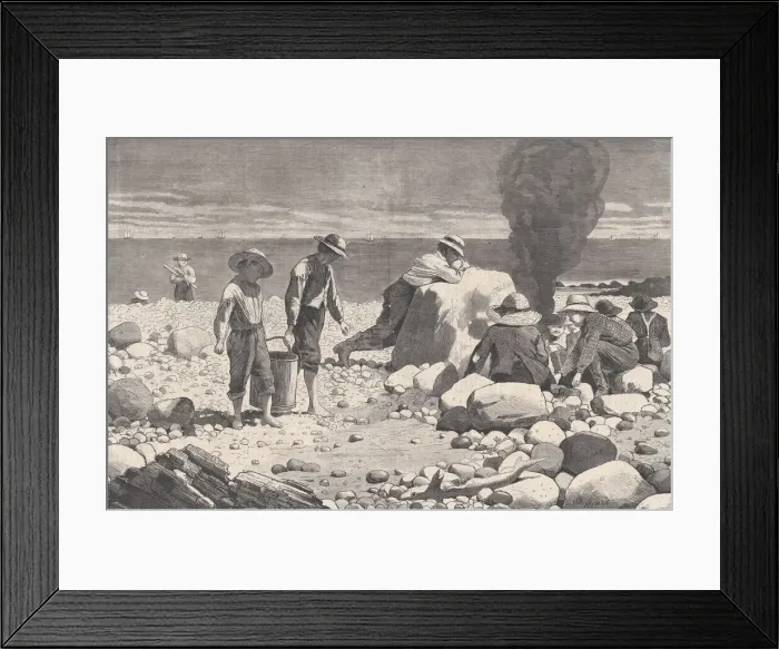 Framed Print : Sea-side Sketches - A Clam-Bake (Harpers Weekly, Vol. XVII), August 23, 1873 Framed Print : Sea-side Sketches - A Clam-Bake (Harpers Weekly, Vol. XVII), August 23, 1873