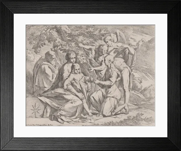 Framed Print : The Holy Family fed by Angels, ca. 1642-44. Creator: Pietro Testa Framed Print : The Holy Family fed by Angels, ca. 1642-44. Creator: Pietro Testa