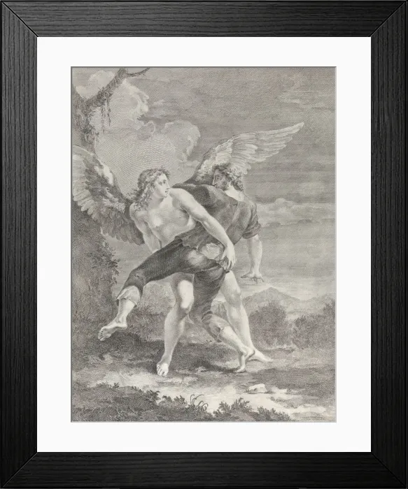 Framed Print : Jacob wrestling the angel, 1730-39. Creator: Pietro Monaco Framed Print : Jacob wrestling the angel, 1730-39. Creator: Pietro Monaco