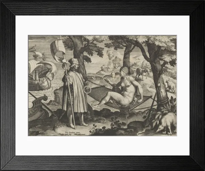 Framed Print : New Inventions of Modern Times [Nova Reperta], The Discovery of America, plate 1, ca