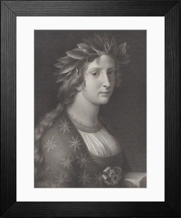 Framed Print : Poetry, a woman with a laurel crown, 1827. Creators: Raphael Morghen, Pietro Ermini Framed Print : Poetry, a woman with a laurel crown, 1827. Creators: Raphael Morghen, Pietro Ermini