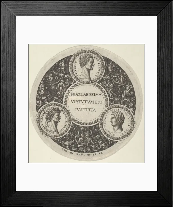 Framed Print : Design for a Dish with Portraits of the Roman Emperors Caesar, Claudius, and Otho, ca Framed Print : Design for a Dish with Portraits of the Roman Emperors Caesar, Claudius, and Otho, ca