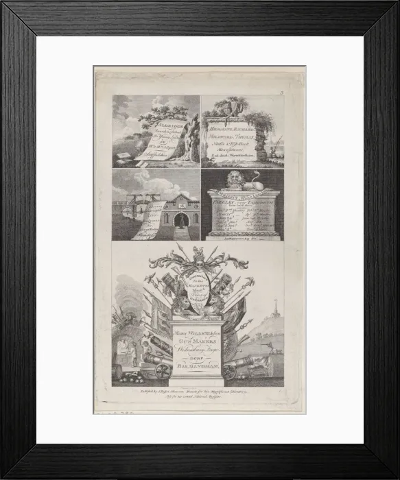 Framed Print : Trade Card for Bissets Directory, Birmingham, 1800. Creator: Thomas Hancock Framed Print : Trade Card for Bissets Directory, Birmingham, 1800. Creator: Thomas Hancock