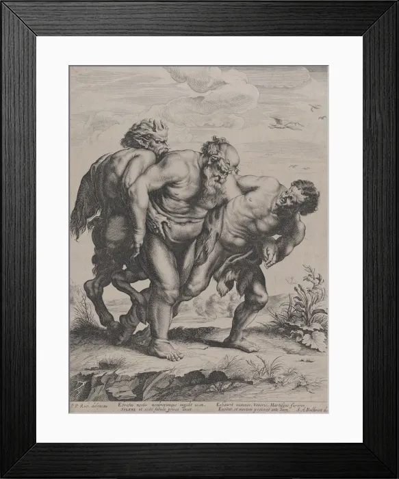 Framed Print : The drunken Silenus, supported by a satyr and a faun, 1625-59 Framed Print : The drunken Silenus, supported by a satyr and a faun, 1625-59