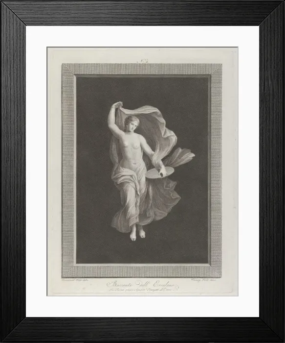 Framed Print : A partly nude bacchante holding a disk in her left hand and raising her garments... ca Framed Print : A partly nude bacchante holding a disk in her left hand and raising her garments... ca
