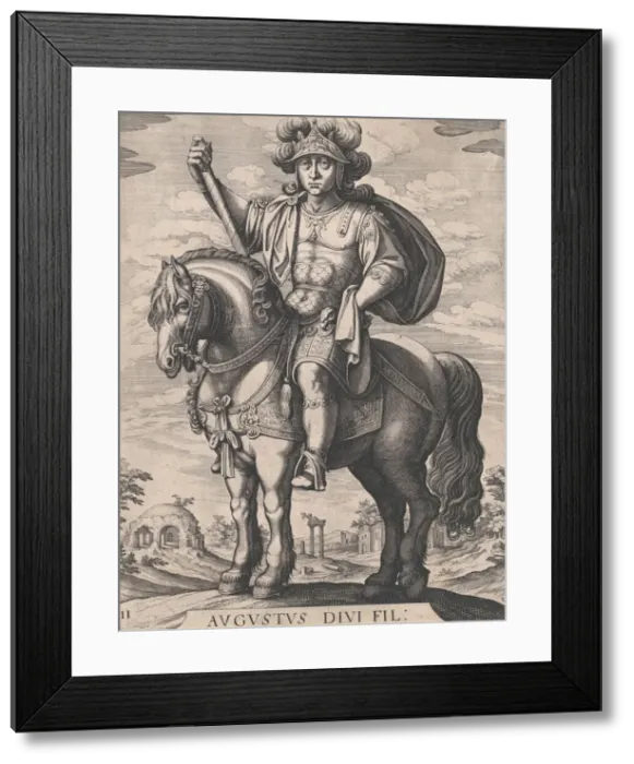 Framed Print : Plate 2: Emperor Augustus on Horseback, from The First Twelve Roman Caesars, after Te Framed Print : Plate 2: Emperor Augustus on Horseback, from The First Twelve Roman Caesars, after Te