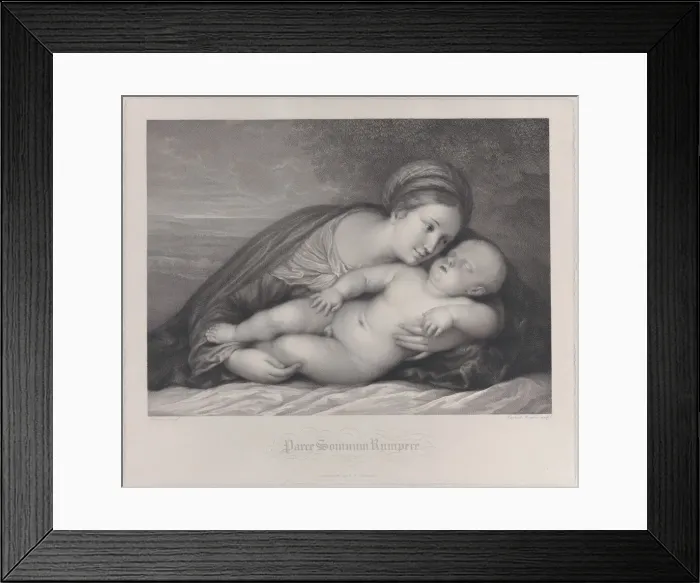 Framed Print : The Madonna embracing the sleeping Christ child, 1797. Creator: Raphael Morghen Framed Print : The Madonna embracing the sleeping Christ child, 1797. Creator: Raphael Morghen