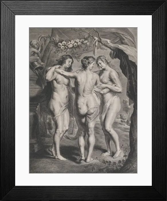 Framed Print : The Three Graces, ca. 1630-74. Creator: Pieter de Jode II Framed Print : The Three Graces, ca. 1630-74. Creator: Pieter de Jode II