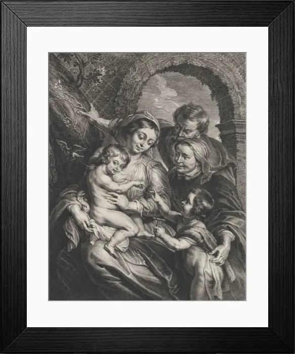 Framed Print : The Holy Family with Saint Elizabeth and the infant Saint John the Baptist, holding Framed Print : The Holy Family with Saint Elizabeth and the infant Saint John the Baptist, holding