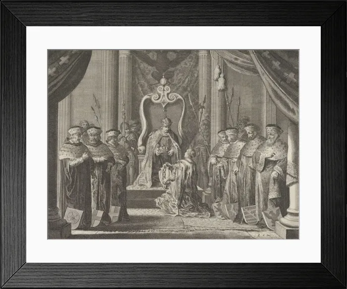 Framed Print : Plate 8: Emperor Maximilian II granting a crown to the coat of arms of Amsterdam Framed Print : Plate 8: Emperor Maximilian II granting a crown to the coat of arms of Amsterdam