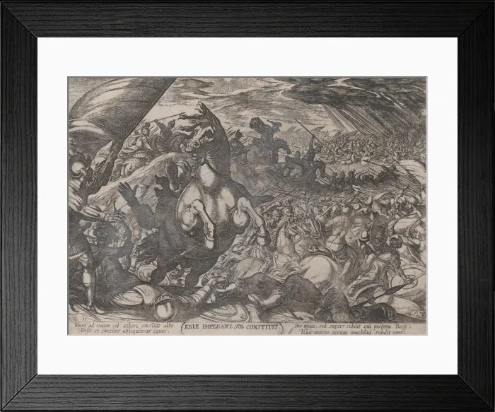 Framed Print : Plate 11: Joshua Ordering the Sun to Stand Still, from The Battles of the Ol... ca Framed Print : Plate 11: Joshua Ordering the Sun to Stand Still, from The Battles of the Ol... ca