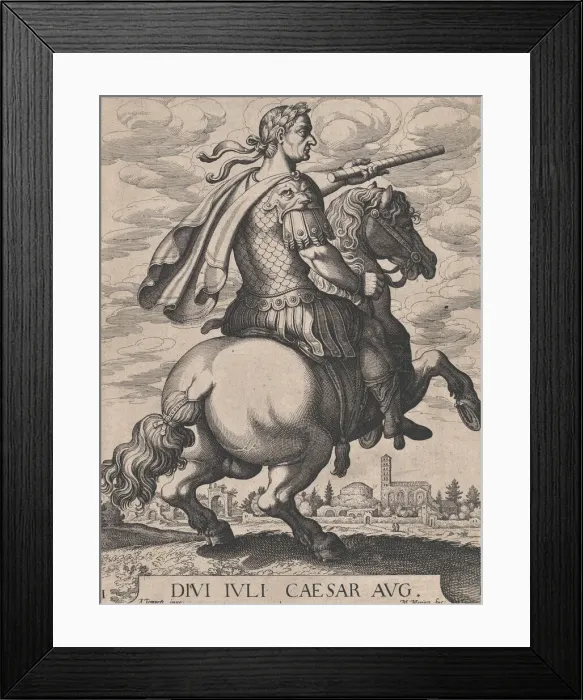 Framed Print : Plate 1: Emperor Julius Caesar on Horseback, from The First Twelve Roman Caesars, af Framed Print : Plate 1: Emperor Julius Caesar on Horseback, from The First Twelve Roman Caesars, af