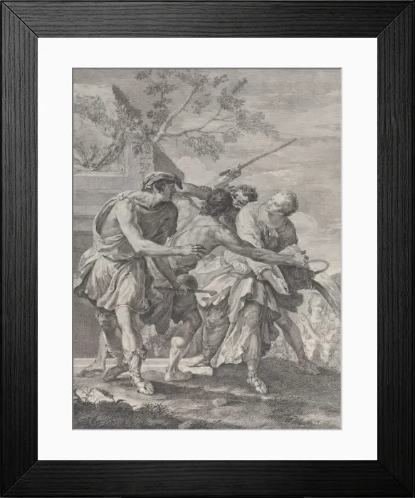Framed Print : Moses defending the daughters of Jethro, 1732-50. Creator: Pietro Monaco Framed Print : Moses defending the daughters of Jethro, 1732-50. Creator: Pietro Monaco