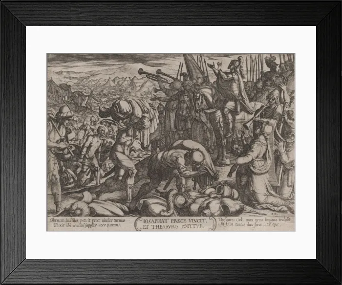 Framed Print : Plate 22: Josaphat Thanking God for His Victory, from The Battles of the Old... ca