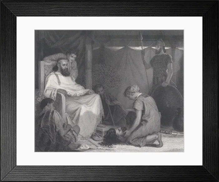 Framed Print : David Brought Before Saul, from The Art Journal, opposite p. 100, April 1871 Framed Print : David Brought Before Saul, from The Art Journal, opposite p. 100, April 1871