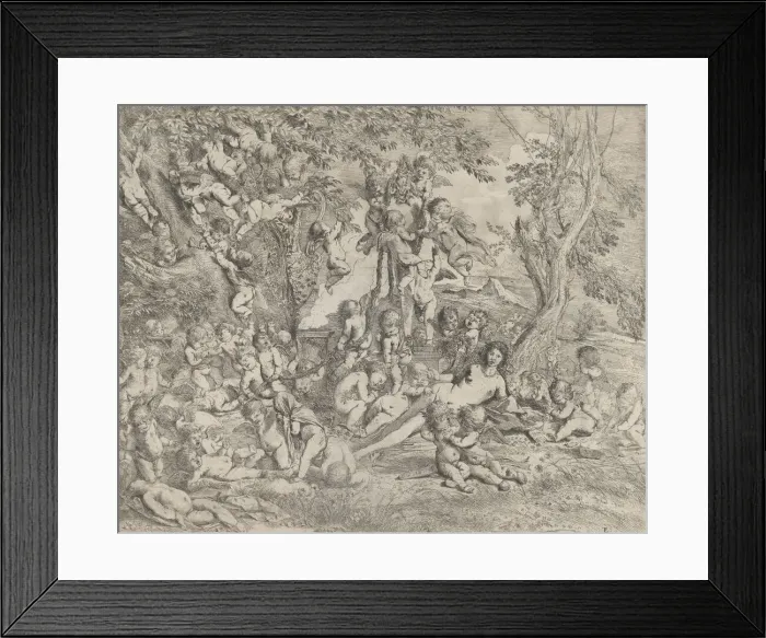 Framed Print : The Garden of Venus who reclines in the centre before a herm of Pan and surrounded Framed Print : The Garden of Venus who reclines in the centre before a herm of Pan and surrounded