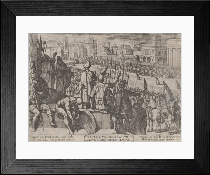 Framed Print : Plate 20: Elisha Bringing the Blinded Syrian Army to the King of Israel, from... ca Framed Print : Plate 20: Elisha Bringing the Blinded Syrian Army to the King of Israel, from... ca