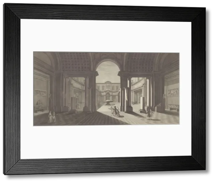 Framed Print : View of the courtyard of the Museo Pio-Clementino, from Veduta generale in prosp... ca Framed Print : View of the courtyard of the Museo Pio-Clementino, from Veduta generale in prosp... ca