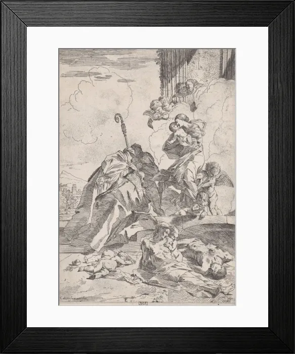 Framed Print : Three Lucchese saints interceding with the Virgin for the victims of the plague... ca Framed Print : Three Lucchese saints interceding with the Virgin for the victims of the plague... ca