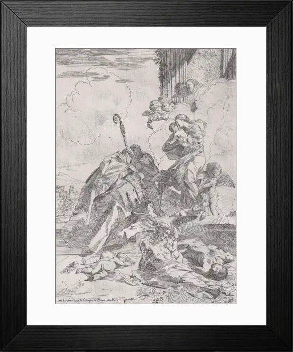 Framed Print : Three Lucchese saints Sts Nicholas Tolentino, Nicholas of Bari interceding with Framed Print : Three Lucchese saints Sts Nicholas Tolentino, Nicholas of Bari interceding with