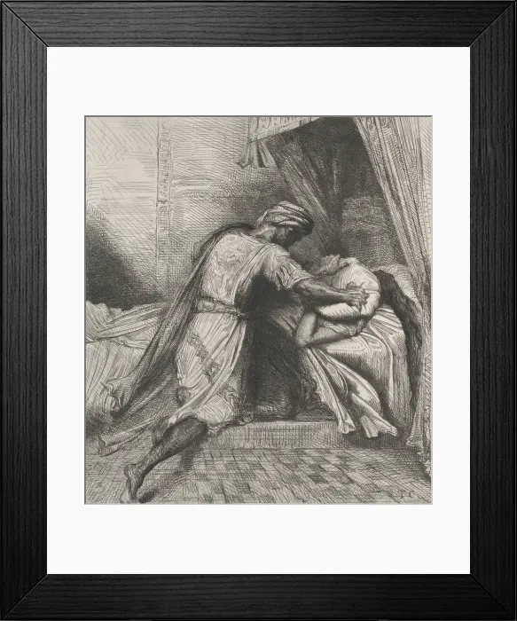 Framed Print : He smothers her: plate 13 from Othello (Act 5, Scene 2), etched 1844, reprinted 1900 Framed Print : He smothers her: plate 13 from Othello (Act 5, Scene 2), etched 1844, reprinted 1900