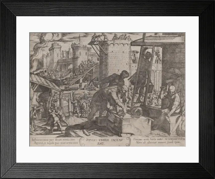 Framed Print : Plate 24: The Israelites Rebuilding the Walls of Jerusalem, from The Battles... ca Framed Print : Plate 24: The Israelites Rebuilding the Walls of Jerusalem, from The Battles... ca