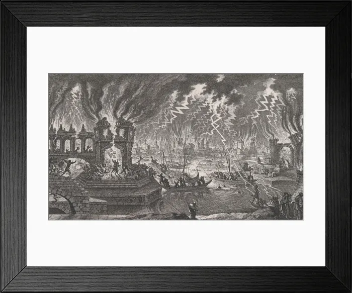 Framed Print : Vue d un embrasement, 18th century. Creator: Quentin Pierre Chedel
