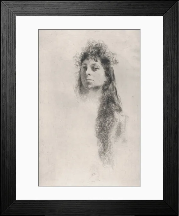 Framed Print : Head of a Girl with Long Hair. n. d. n. d Creator: Robert Frederick Blum Framed Print : Head of a Girl with Long Hair. n. d. n. d Creator: Robert Frederick Blum